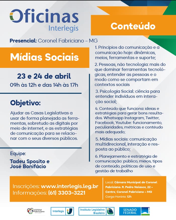 Câmara de Fabriciano promove curso gratuito sobre mídias sociais e política