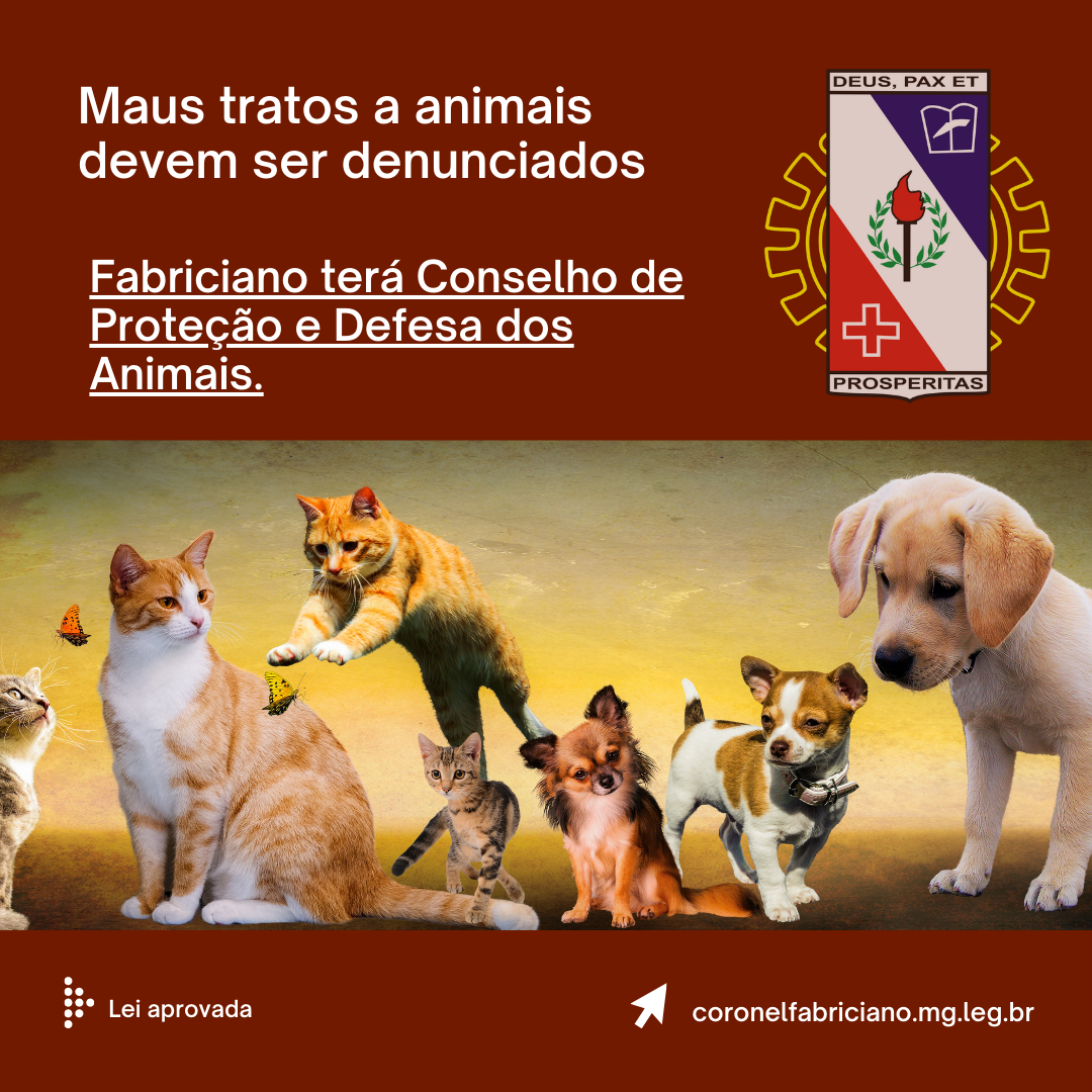 Aprovada Lei que cria o Conselho e o Fundo de Proteção e Defesa dos Animais, em Coronel Fabriciano.