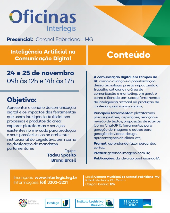 INTELIGÊNCIA ARTIFICIAL E LGPD: CURSOS GRATUITOS NA CÂMARA DE FABRICIANO