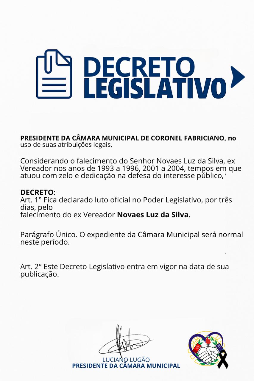 Nota de Pesar e Decreto de Luto Oficial